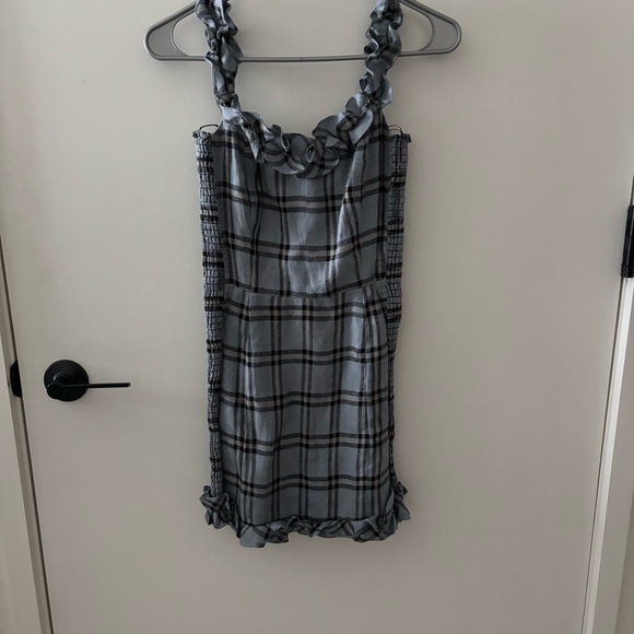 Reformation Bonita Plaid Mini Dress NWOT • Linen • Ruffle • Scandi - Picture 4 of 10
